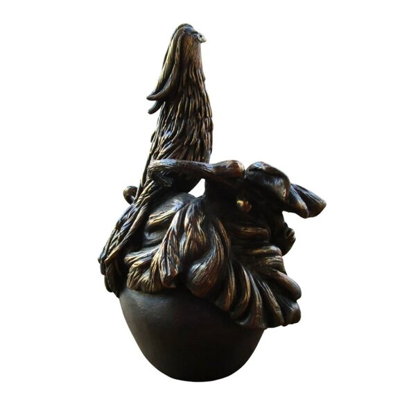 Antique Intricate Bronze Pheasant Bird On Apple With Ladybug Table Bell EUC - Picture 5 of 16